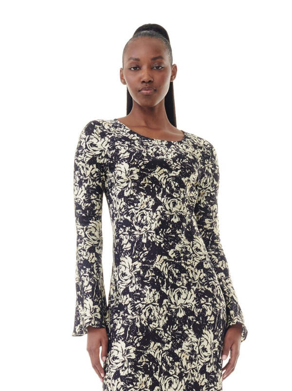Ganni Printed Maxi Satin Dress - Flan | Garmentory