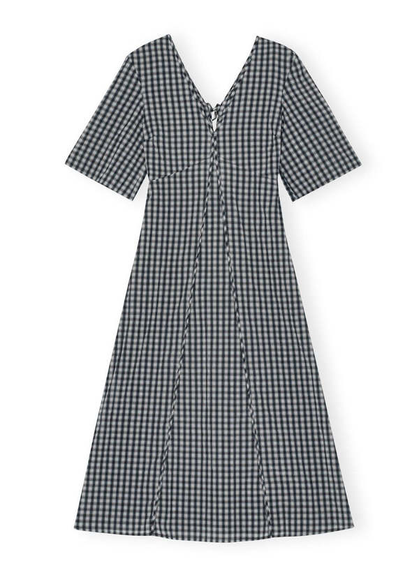 Ganni + Seersucker Check Maxi Dress