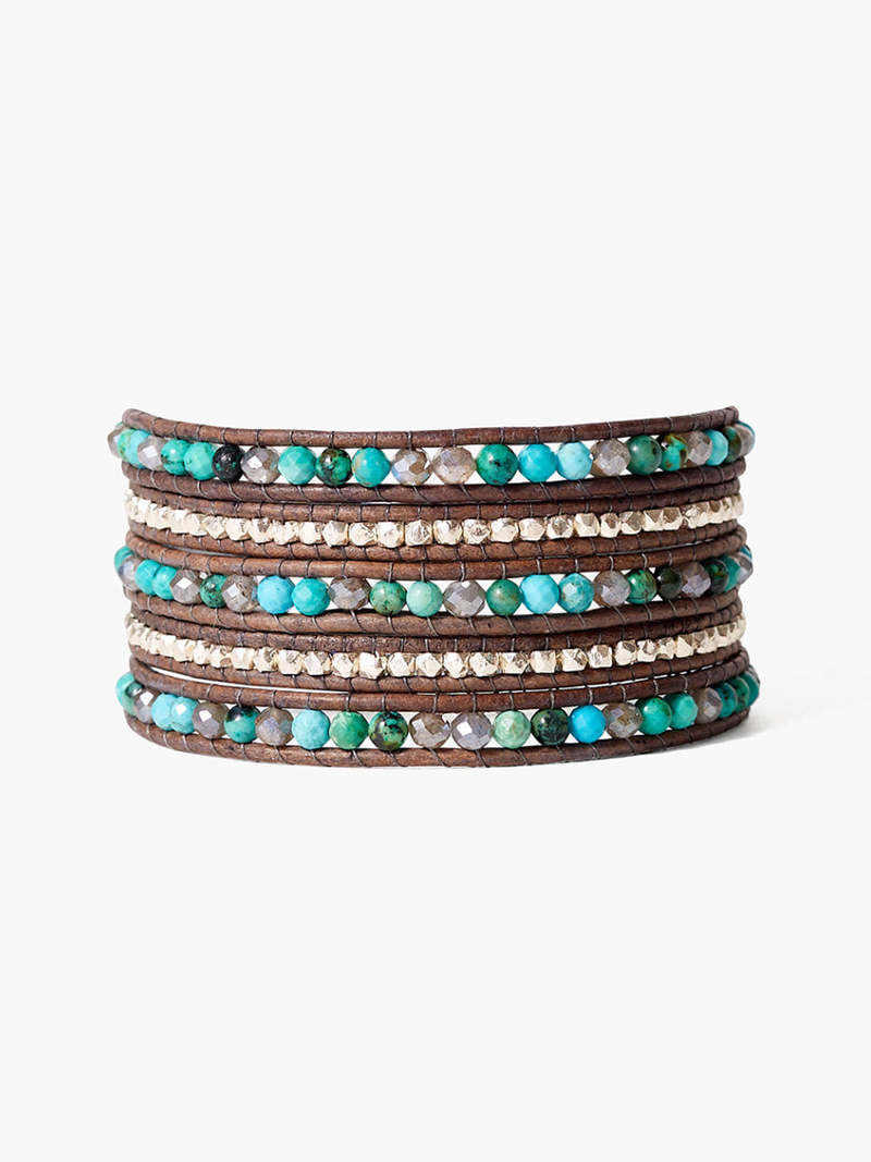 CHAN LUU　5-row mixed bead wrap bracelet CHAN LUU AUTHENTIC 5 WRAP BURGUNDY GUNMETAL/MIXED BEAD