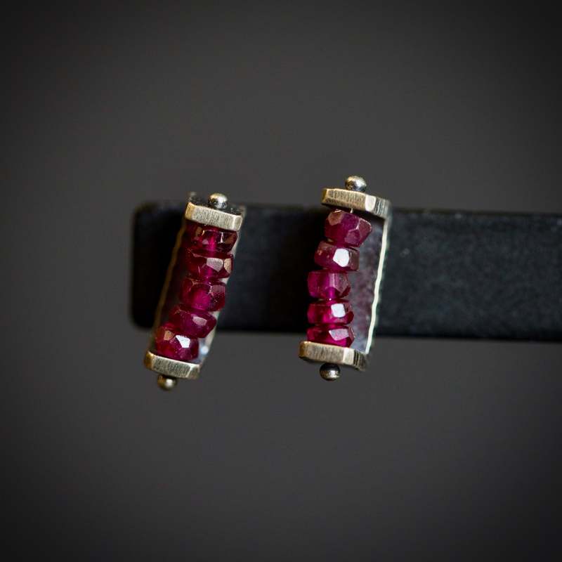 Erica Bailey Quartz Stud Earrings - Red