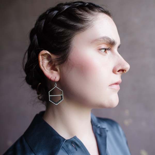 Erica Bailey Small Spinel Hexagon Geode Earrings