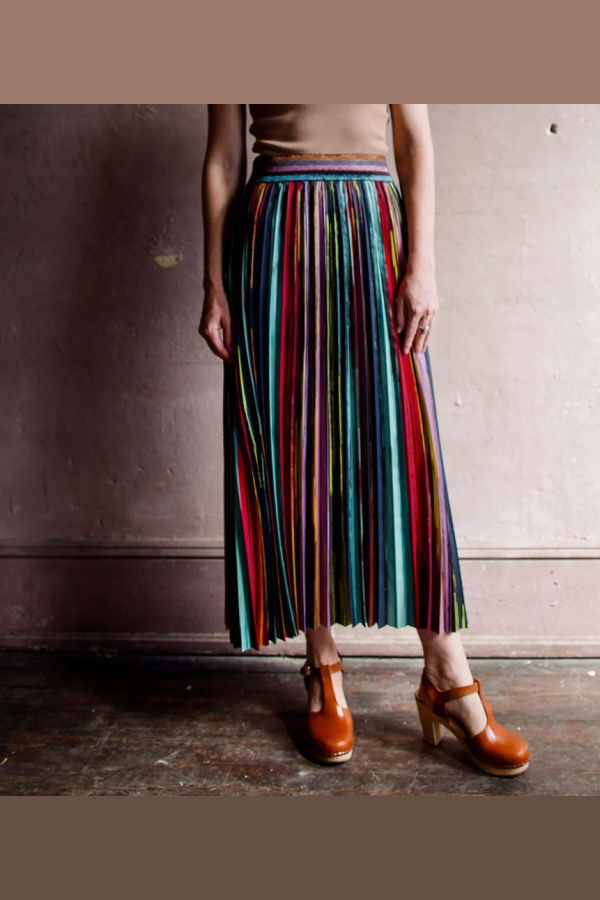 Le Superbe Pleated Skirt - Painted Stripe