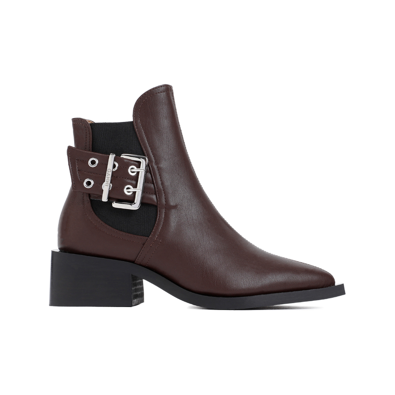 ミドルブーツ Ganni Chocolate Synthetic Leather Boots Ganni Feminine Buckle Chelsea Boots - Chocolate | Garmentory