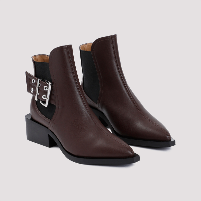 ミドルブーツ Ganni Chocolate Synthetic Leather Boots Ganni Chocolate Synthetic Leather Boots - Chocolate | Garmentory