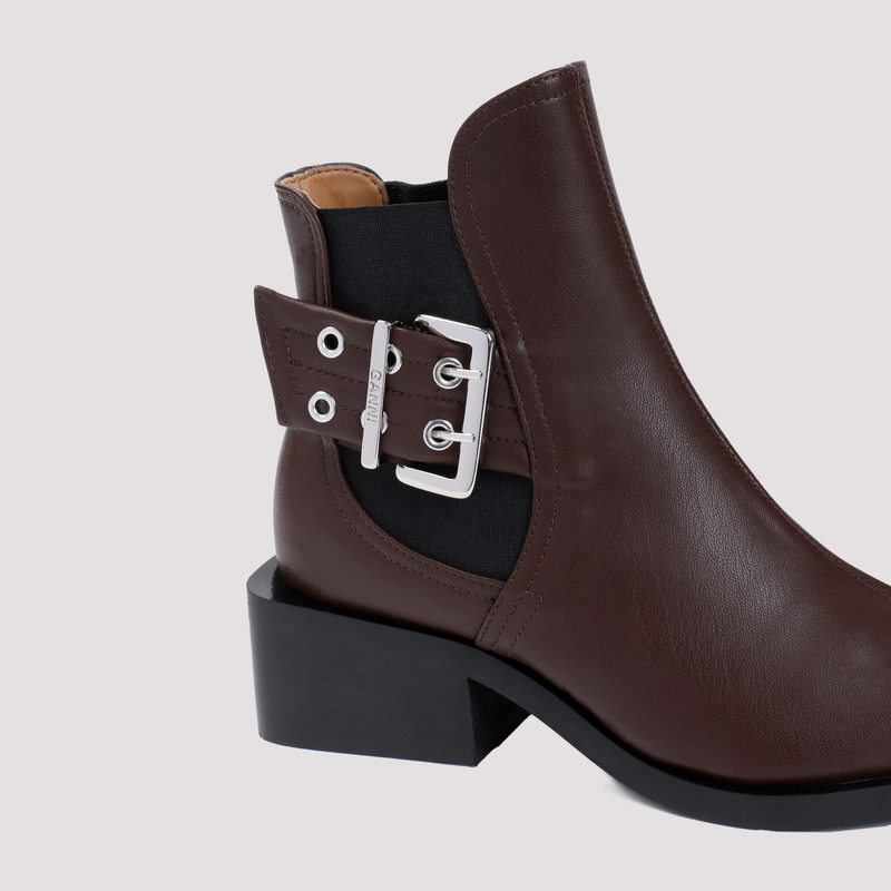 Ganni Feminine Buckle Chelsea Boots - Chocolate | Garmentory