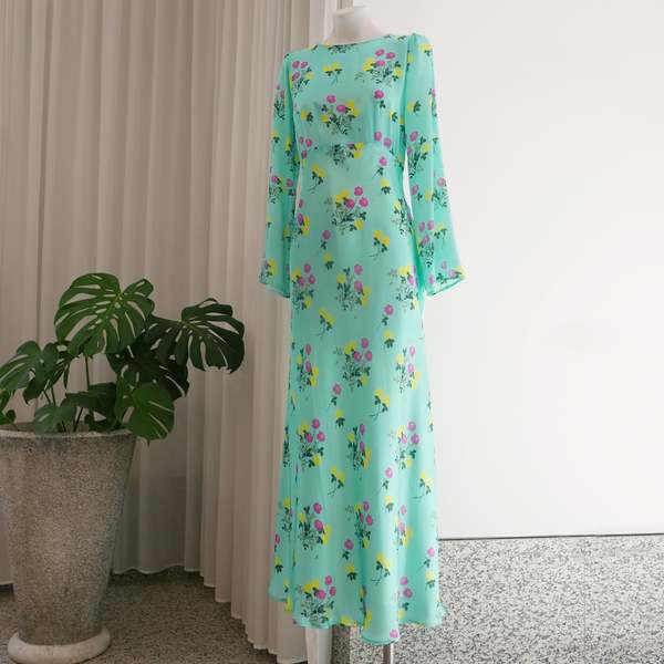 BERNADETTE Jane L/S Dress - Floral Turquoise