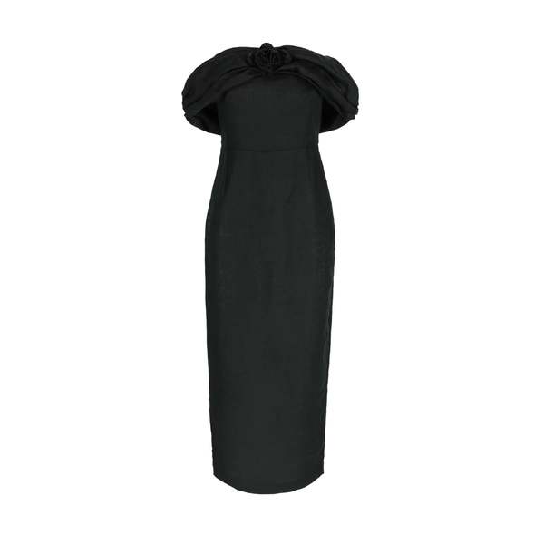 BERNADETTE Serena Off-the-shoulder Appliqud Linen Maxi Dress - Women - Black Dresses - XS BERNADETTE Serena Off-the-shoulder Appliqud Linen Maxi Dress - Women - Black Dresses - XS