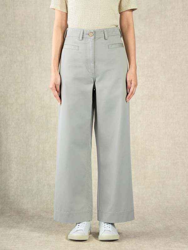 パンツ PRADA Ivory cotton wide-leg pant (P243GUS23112LT F0018) Prada Prada Woman Ivory Cotton Wide-Leg Pant | luosophy