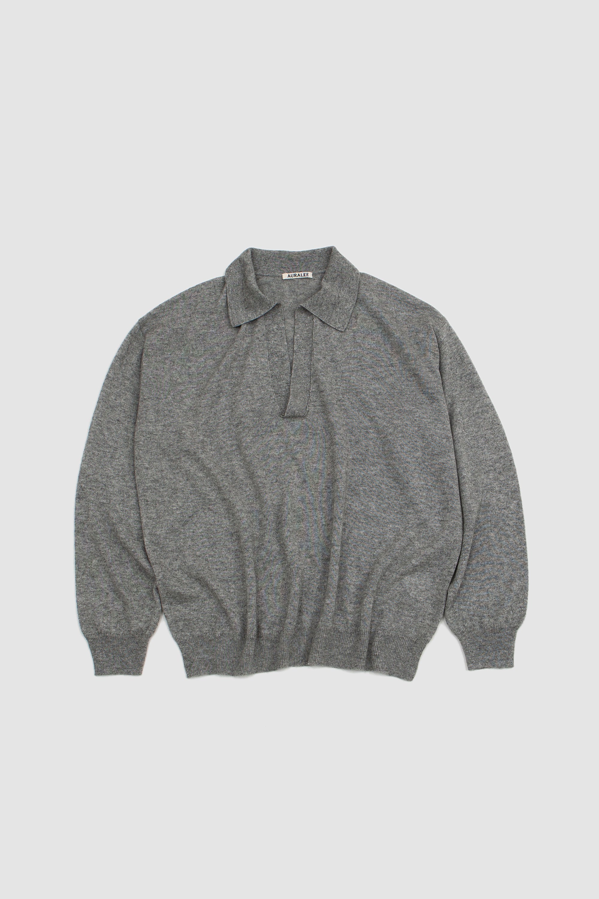 トップス AURALEE CASHMERE SILK KNIT SKIPPER POLO Namu Shop - Auralee Super Fine Cashmere Silk Knit Skipper
