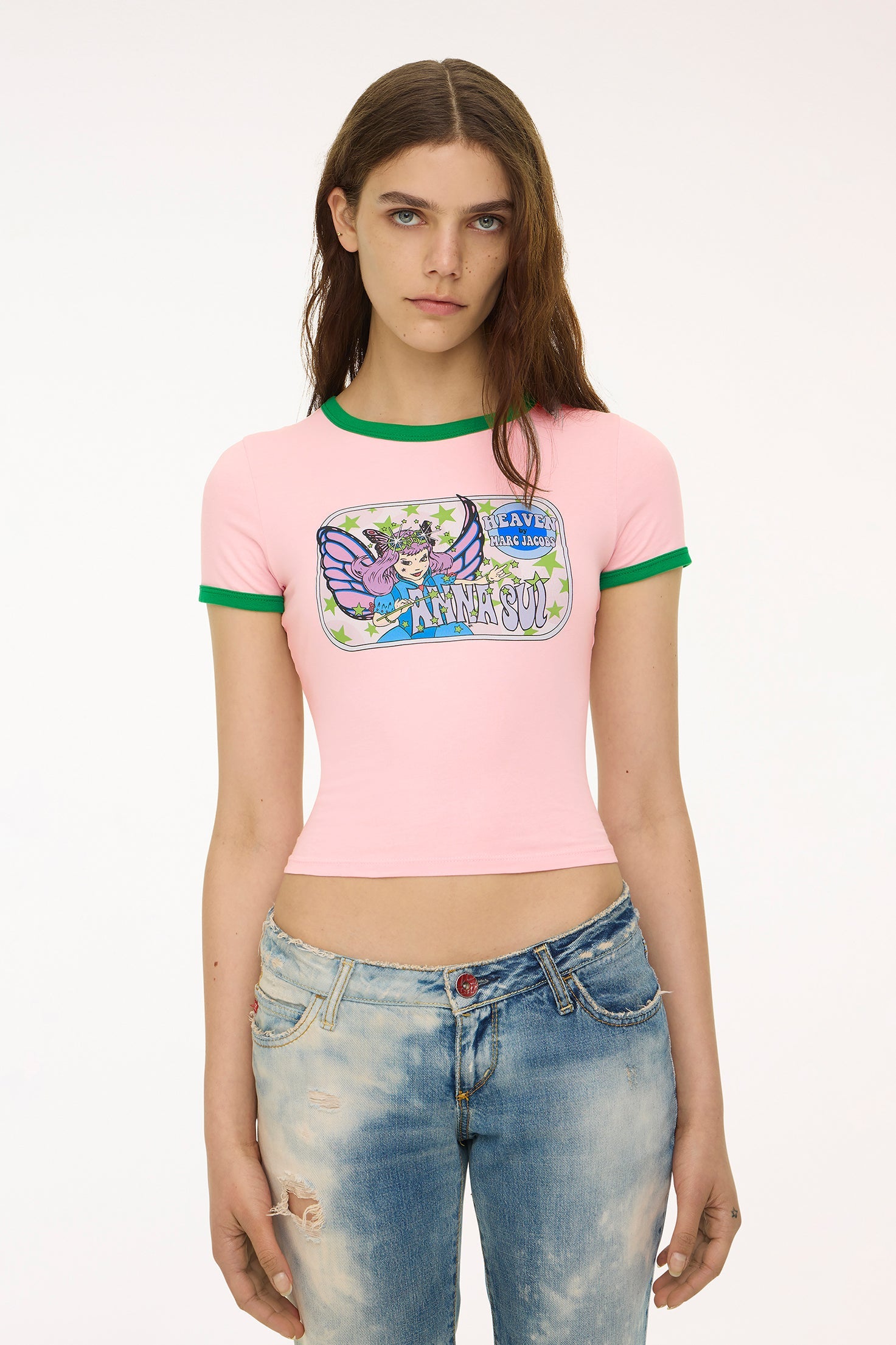Heaven by marc jacobs annasui クロップドTシャツ Anna Sui x Heaven by Marc Jacobs Fairy Baby Tee - Pink