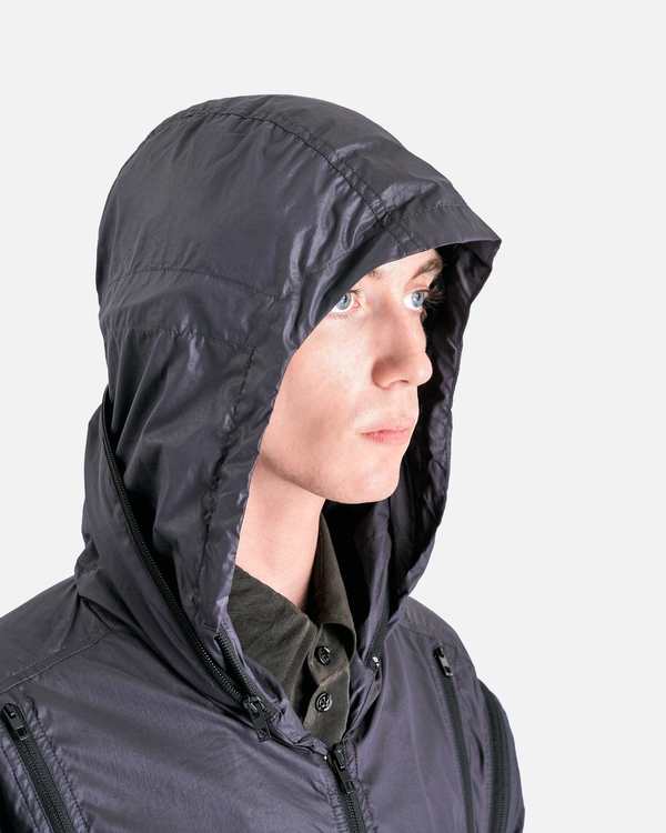 Lemaire Zipped Hooded Blouson - Blue Black | Garmentory