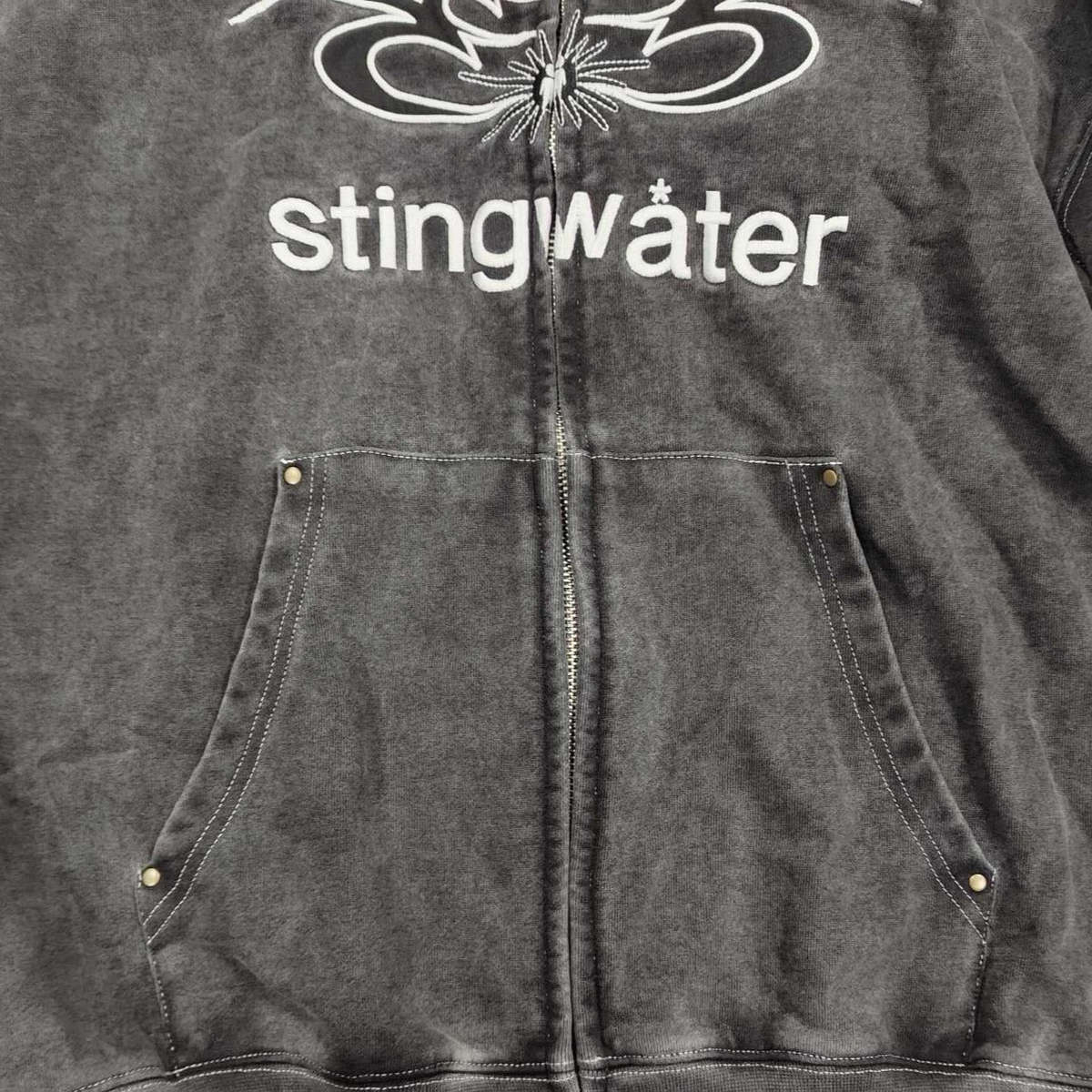 Stingwater Moses Zip Up Hoodie - Acid Black | Garmentory