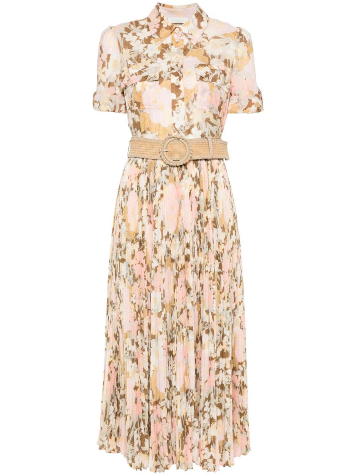 knee length dresses for ladies Zimmermann Pleated Midi Dress in Lipstick Size 12 , 14 main image 0