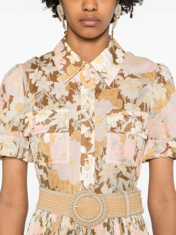 ZimmermannPop Pleated Midi Dress - Gold/Peach | Garmentory ZimmermannPop Pleated Midi Dress - Gold/Peach | Garmentory