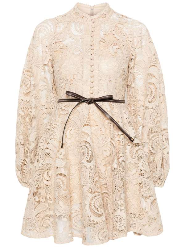 Waverly Lace Mini Dress in Taupe | Garmentory