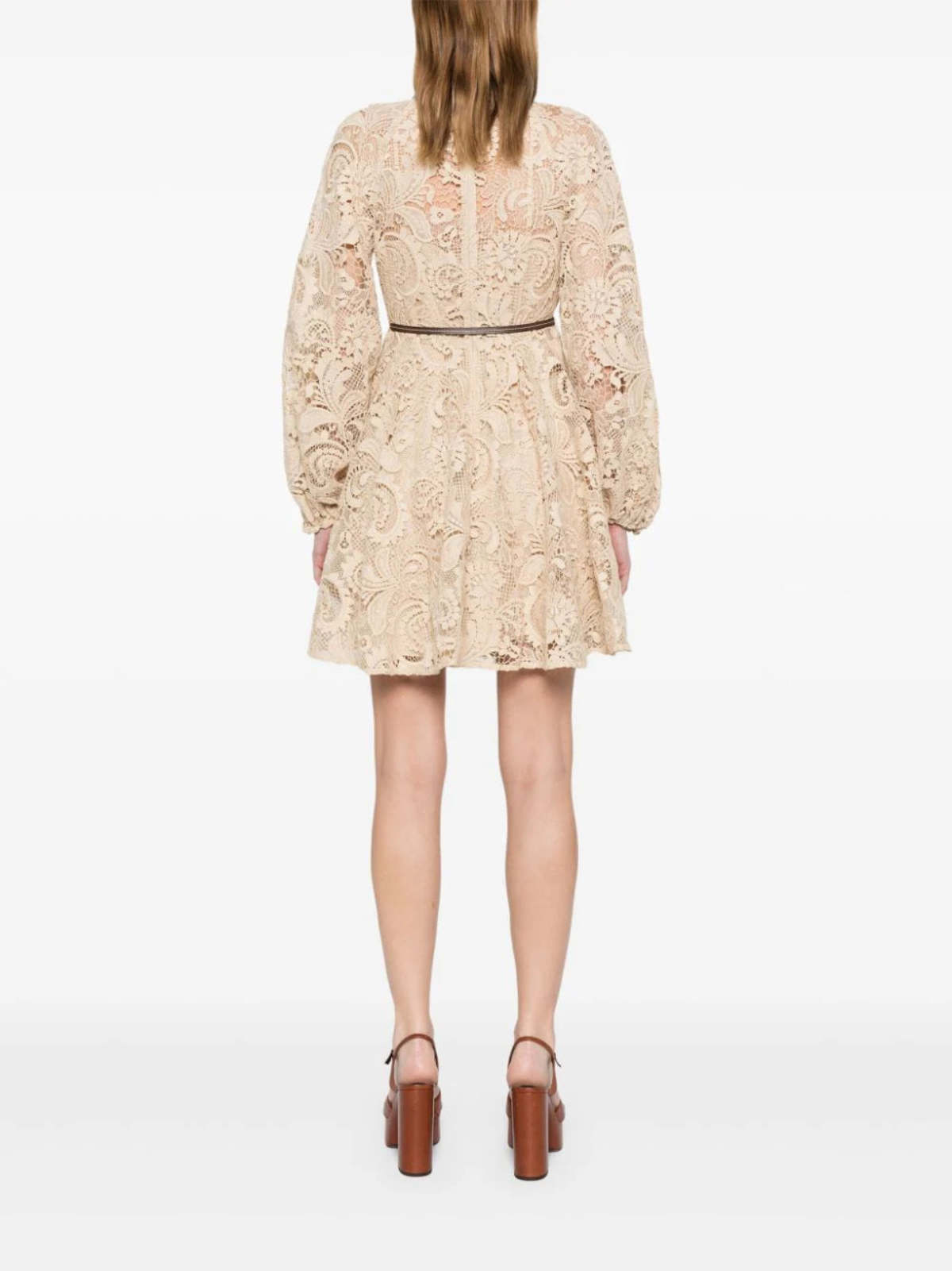 Waverly Lace Mini Dress in Taupe | Garmentory