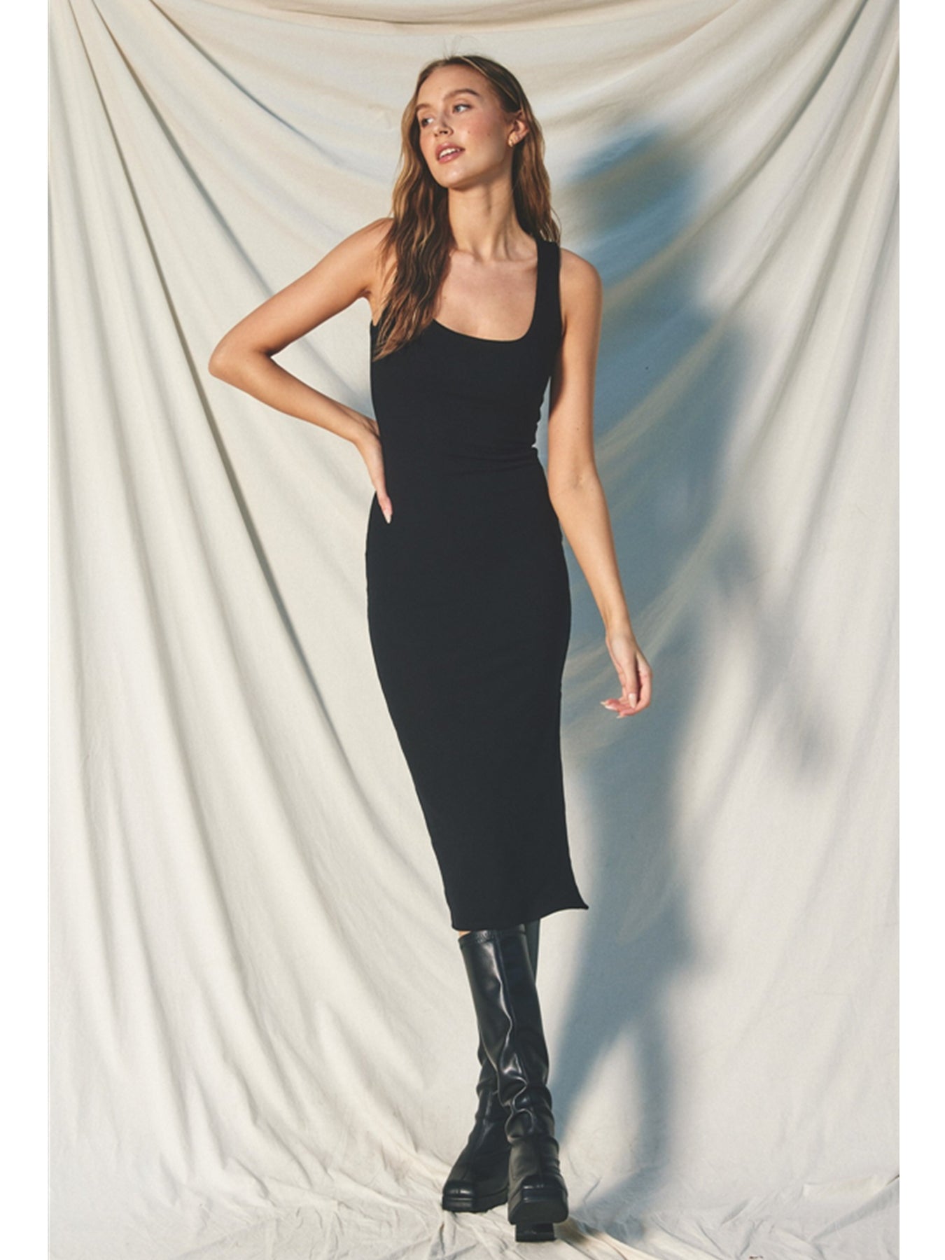 knee length dresses for ladies Shapewear Bodycon Midi Dress | Low-Back Square Neck