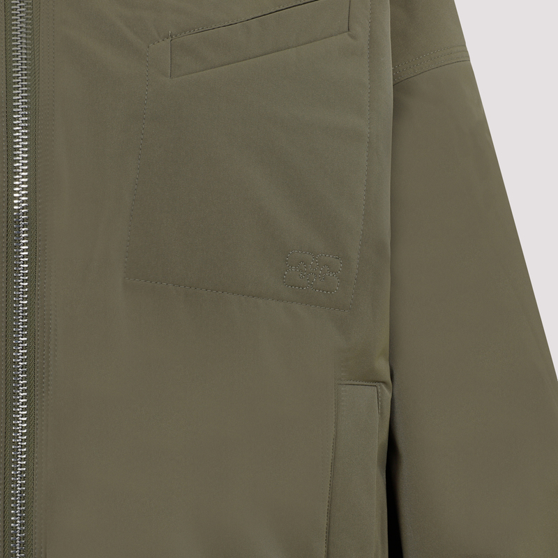 Ganni Light Twill Oversized Short Bomber Jacket - Kalamata