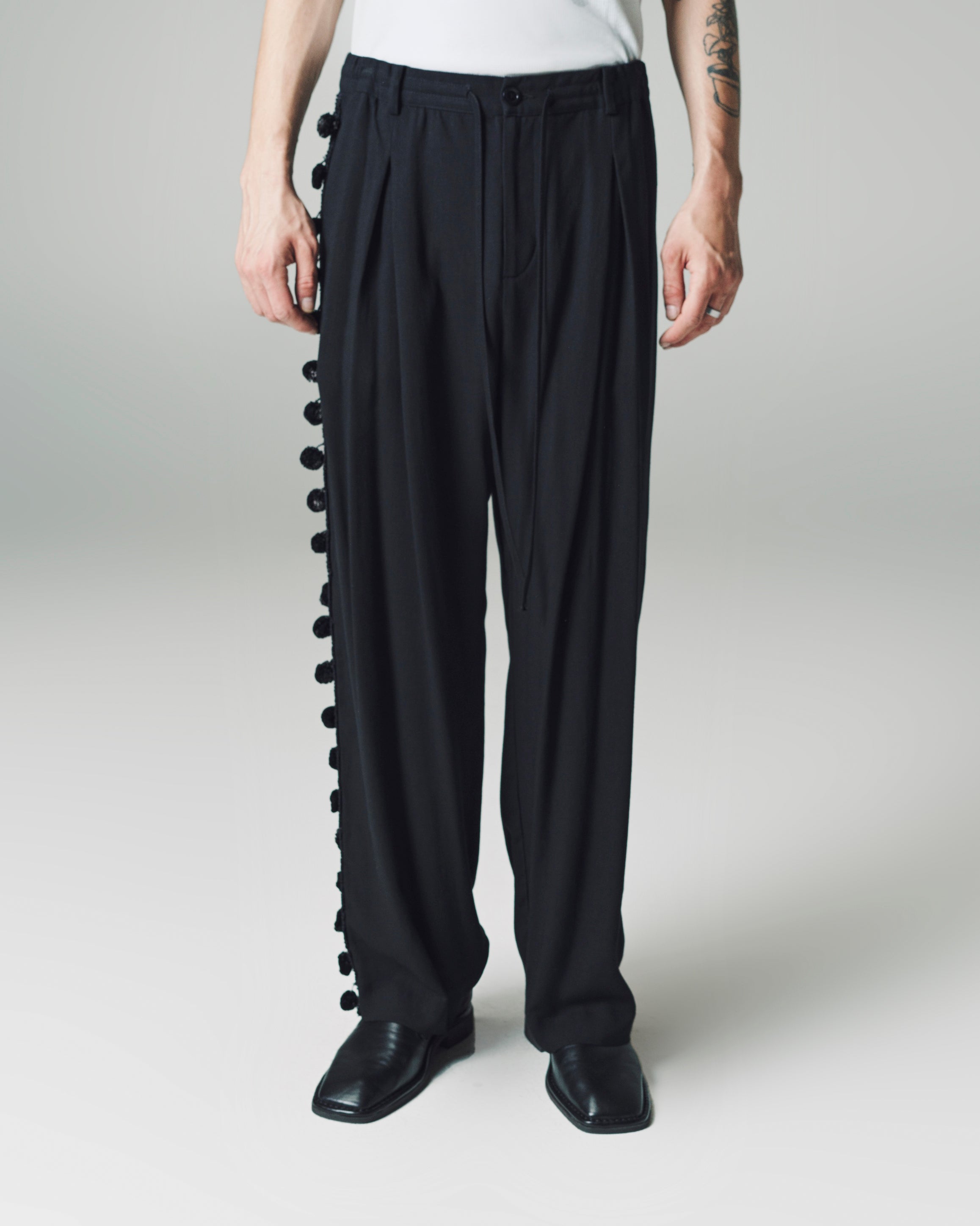 Wales Bonner Viscose & Linen Menelik Trousers - Black | Garmentory