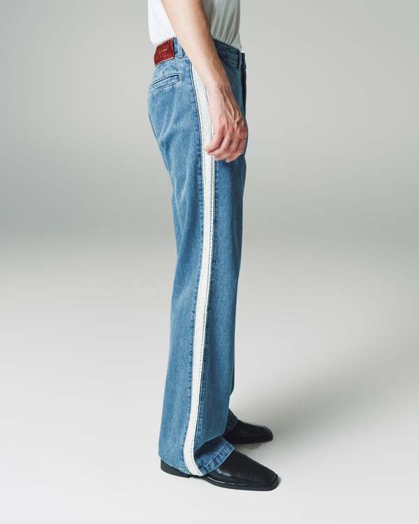 Wales Bonner Enzyme Wash Denim Eternity Trousers - Light Blue