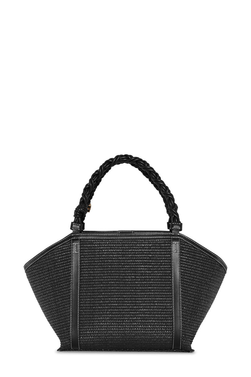 【Ganni】Medium Ganni Boo tote Bag - Black Ganni Medium Raffia Bou Tote | Garmentory