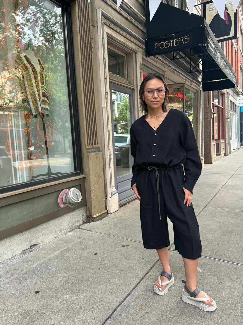 Ichi Antiquites Woven Linen Canvas Jumpsuit Garmentory