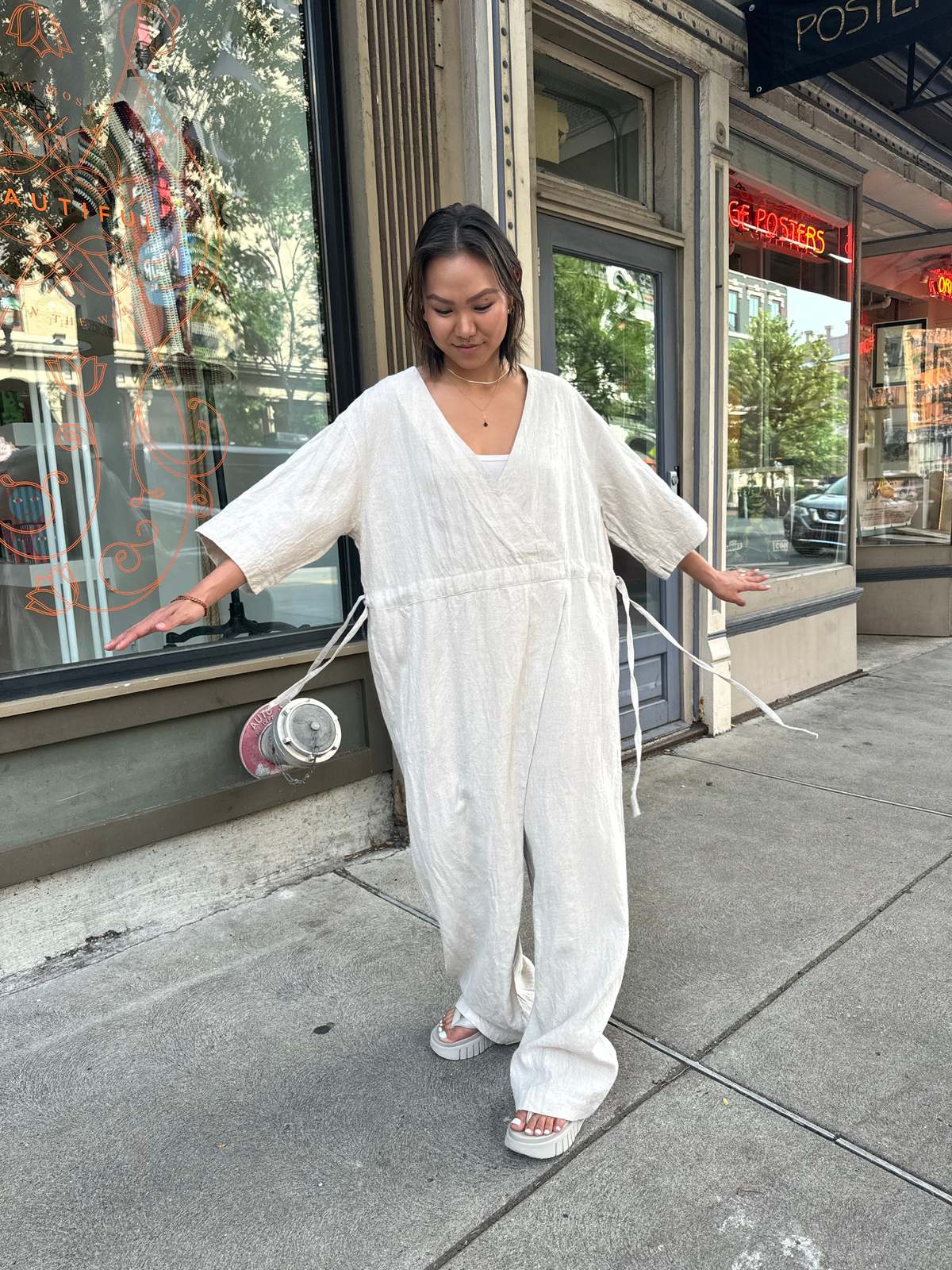 ICHI ANTIQUITES Linen Woven Jumpsuit | Garmentory