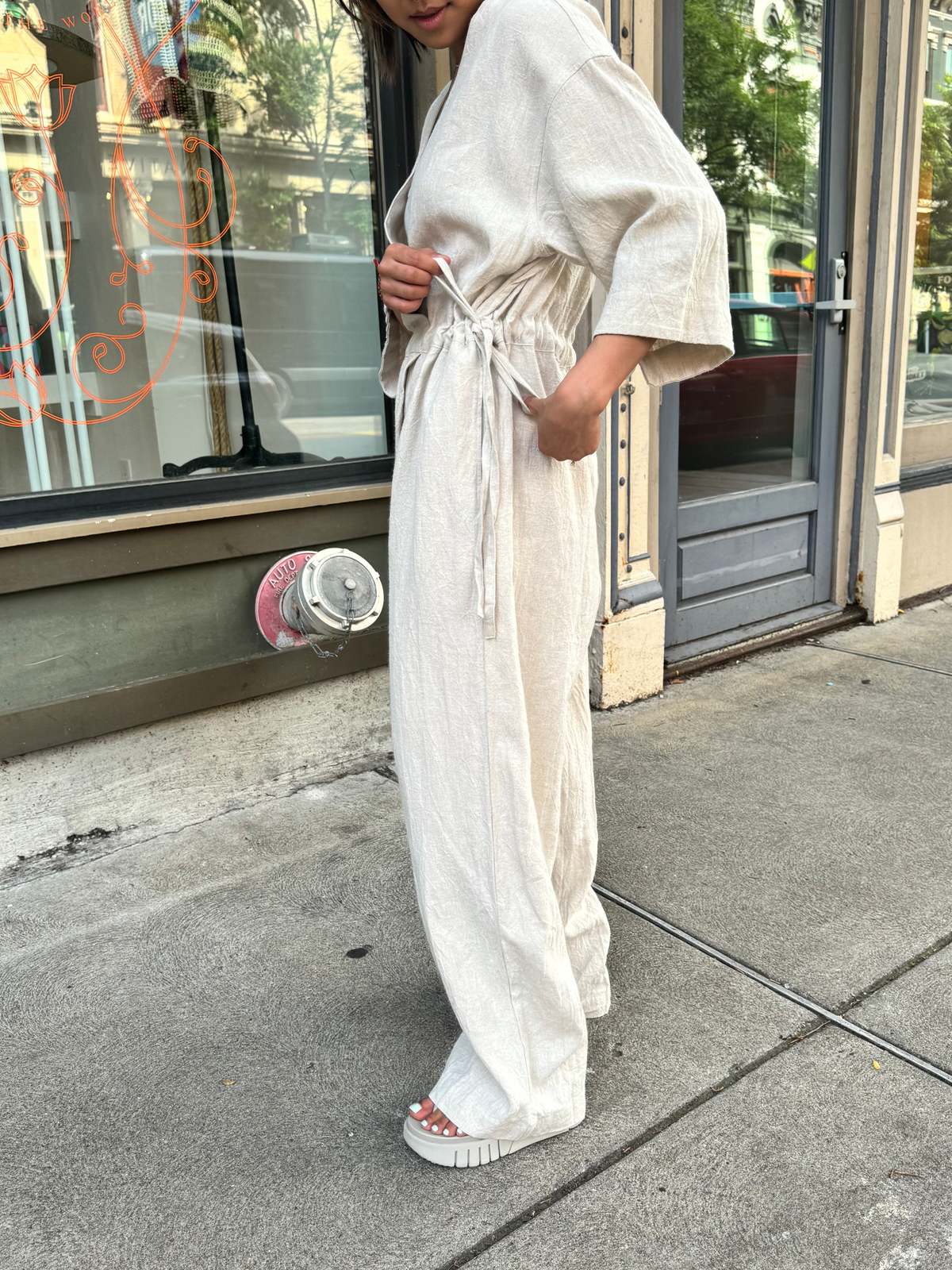 ICHI ANTIQUITES Linen Woven Jumpsuit | Garmentory