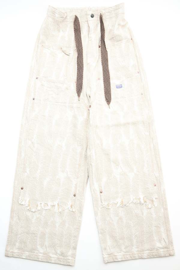 Kapital 12oz Magpie Denim W-Knee Easy Baggy Pants - Natural
