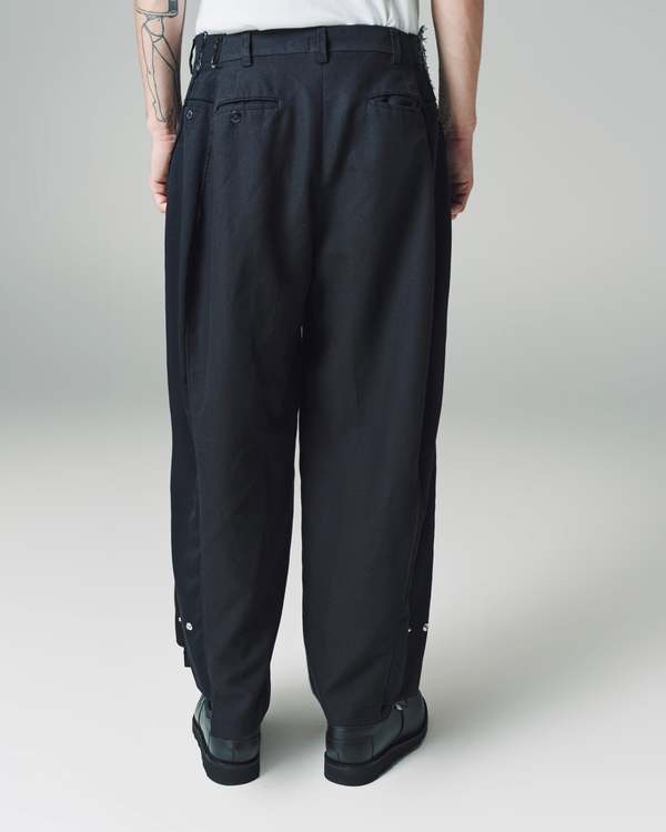 Old Park Upcycled Wool Zip Baggy Slack Pants - Black | Garmentory