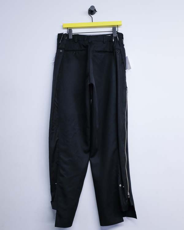Old Park Upcycled Wool Zip Baggy Slack Pants - Black | Garmentory