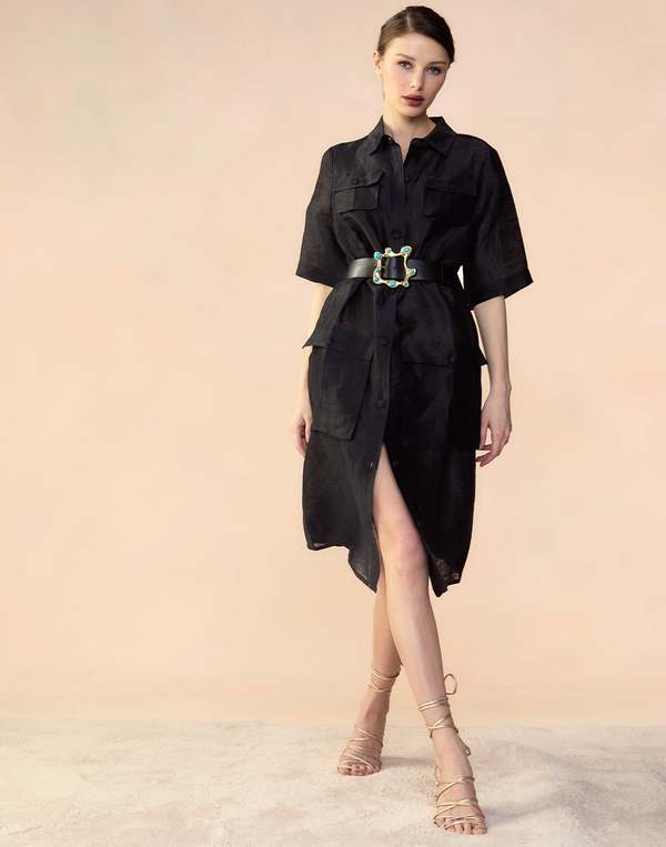 Cynthia Rowley Lisbon Silk Linen Shirt Dress