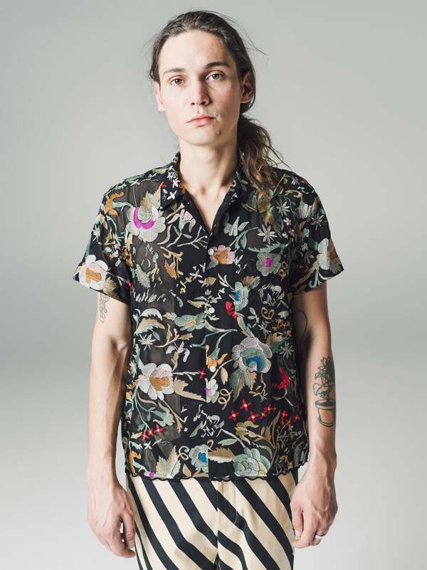 BODE Heirloom Silk Short Sleeve Shirt - Floral | Garmentory