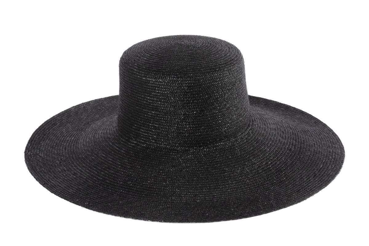 Clyde Straw Wide Brim Flat Top - Black | Garmentory display picture 2