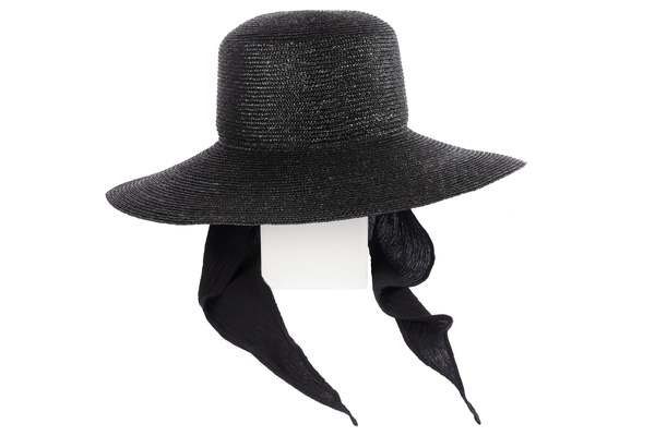 Clyde Wide Brim Flat Top Straw Hat Black Clyde Wide Brim Flat Top hat - Black Straw/Neck Shade  main image 3