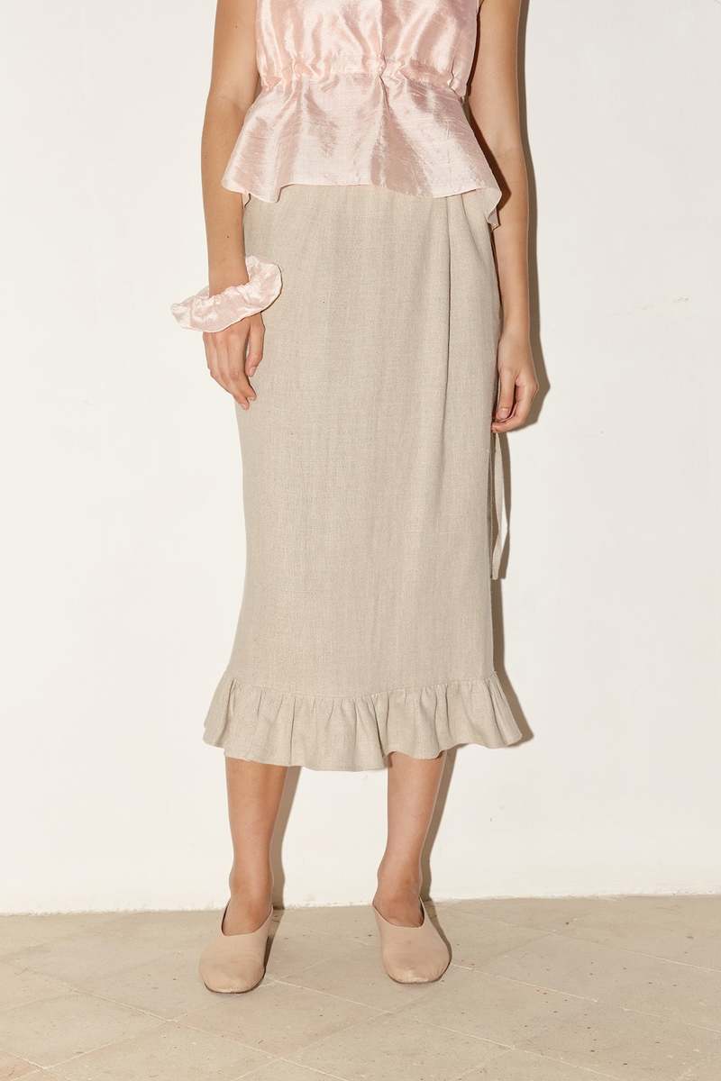 Datura Heavy Linen Ruffle Skirt - Piedra Datura Heavy Linen Ruffle Skirt - Piedra