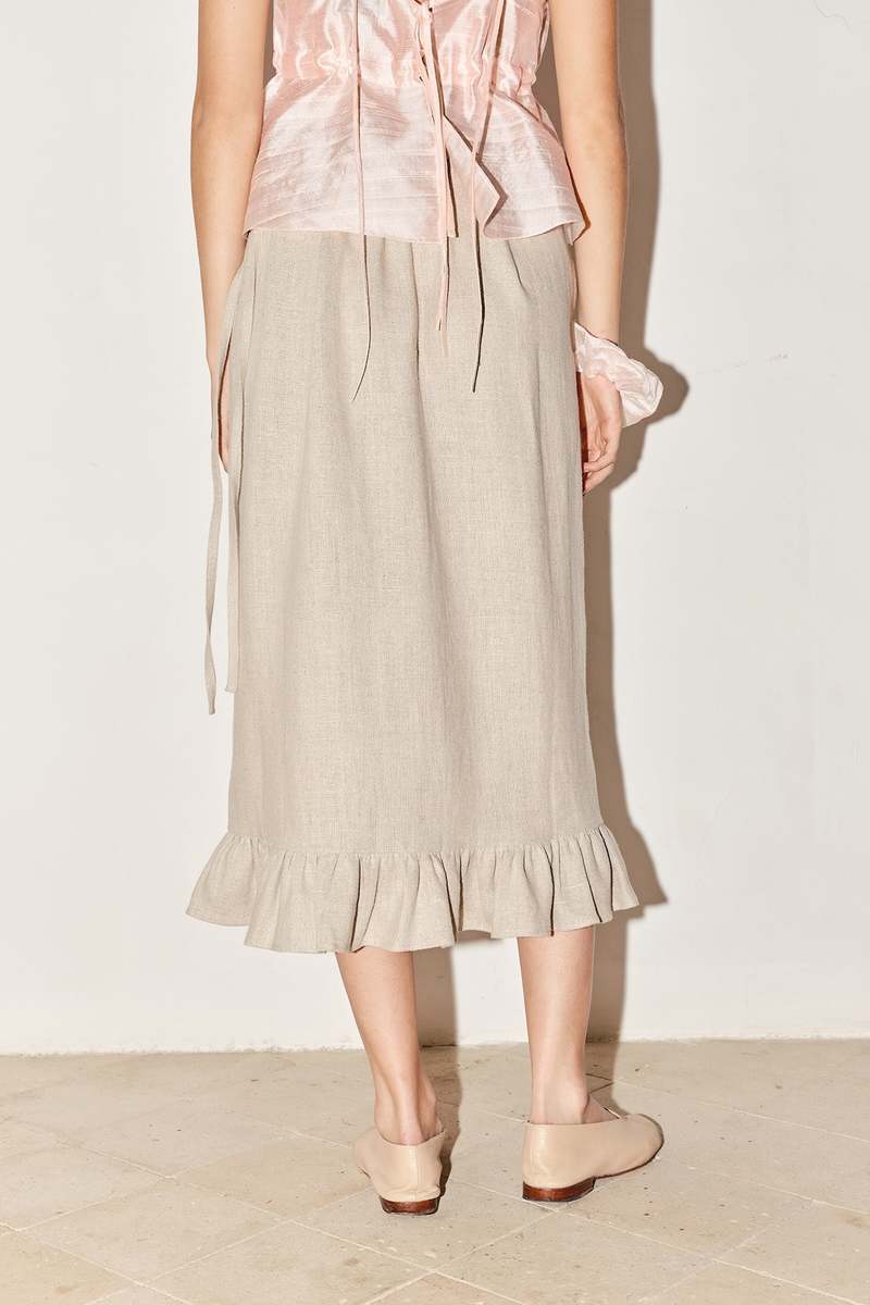 Datura Heavy Linen Ruffle Skirt - Piedra Datura Heavy Linen Ruffle Skirt - Piedra