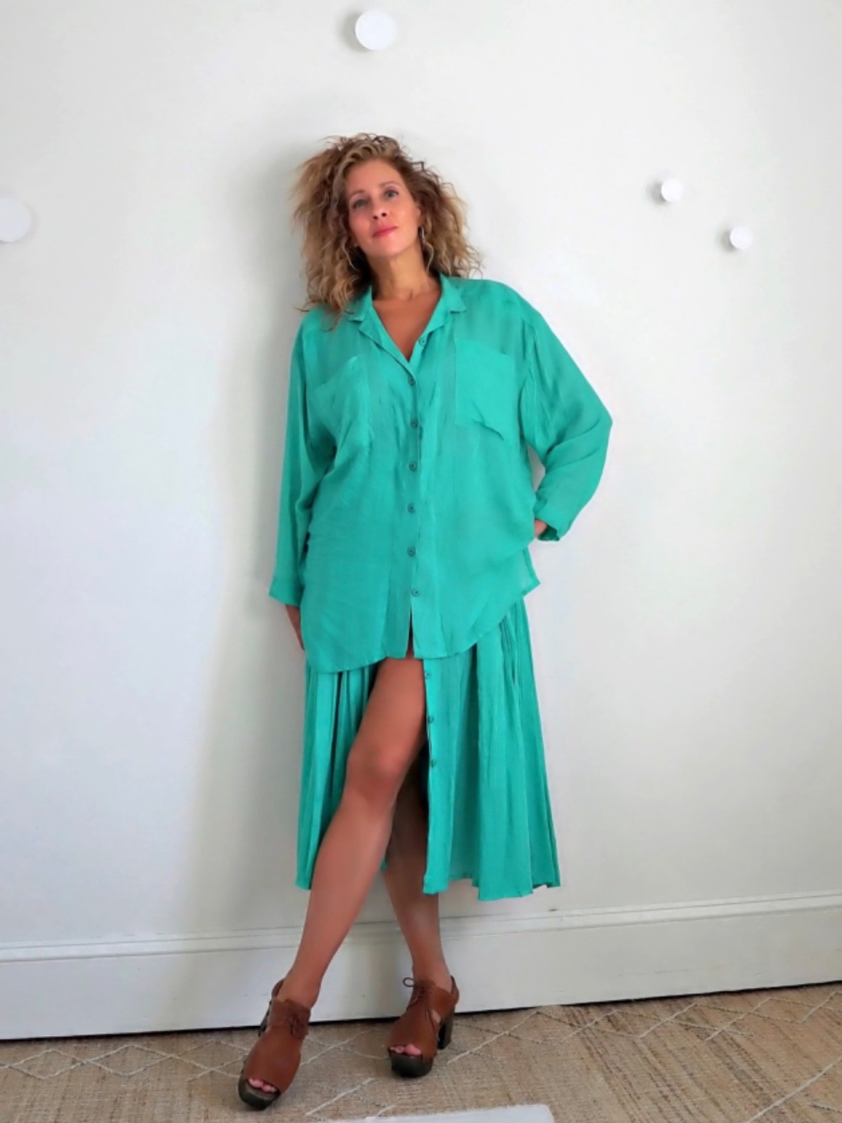 French Top + Skirt Set - Teal Green - Image 2 of 8