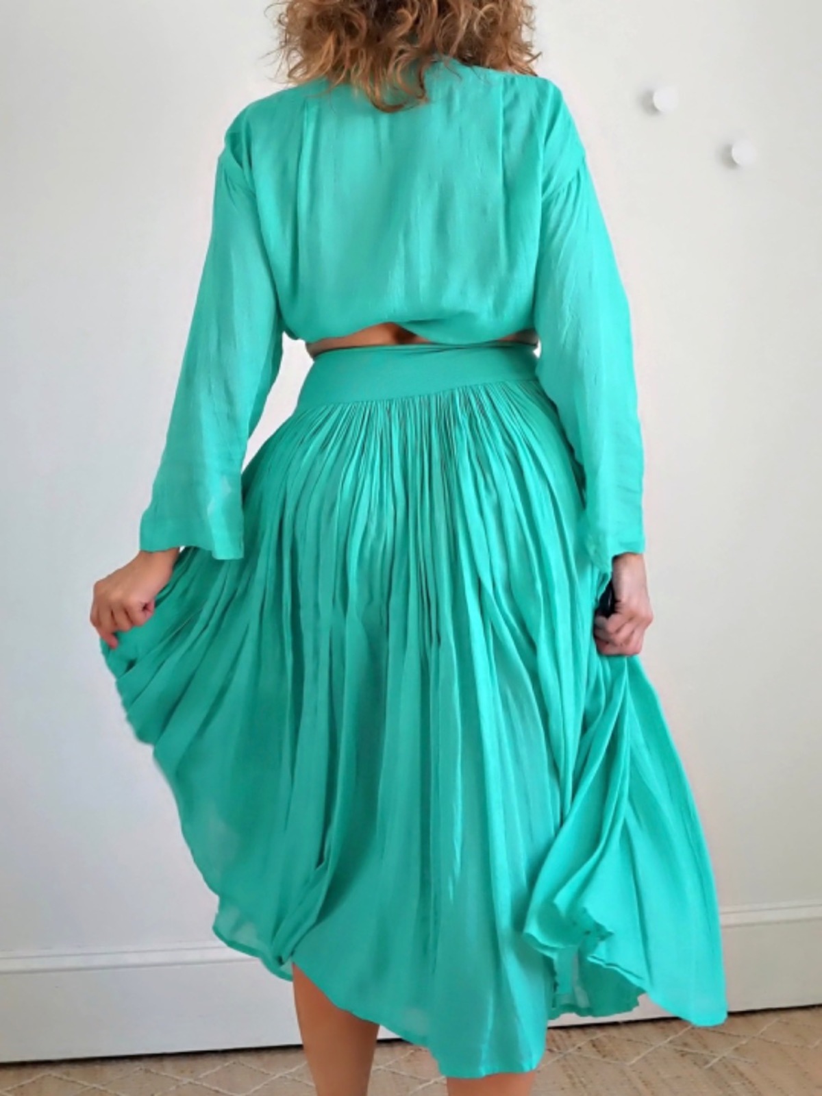 French Top + Skirt Set - Teal Green - Image 4 of 8