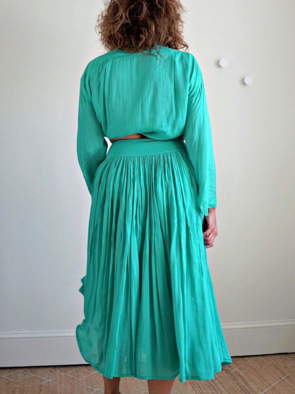 French Top + Skirt Set - Teal Green
