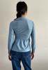 Vintage 70s Polyester Nipped Waist Blouse - Baby Blue - Thumbnail 3
