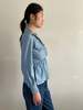 Vintage 70s Polyester Nipped Waist Blouse - Baby Blue - Thumbnail 4