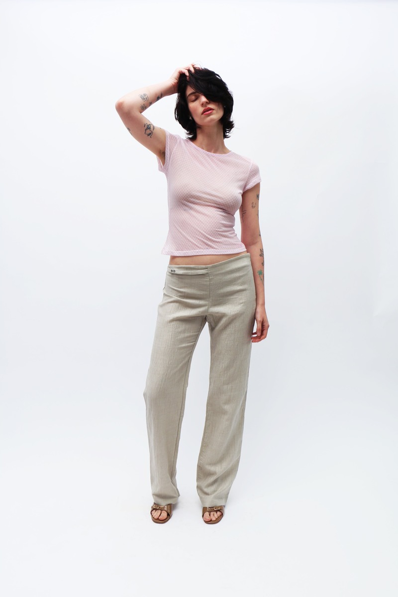 Paloma wool Malvo ロゴシャツ　ピンクチェック MALVO-Pink delicate, slightly sheer top with diamond print
