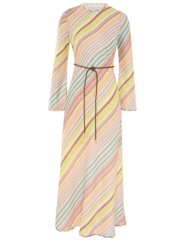 Zimmermann Halliday Bias Long Dress - Multi Stripe | Garmentory