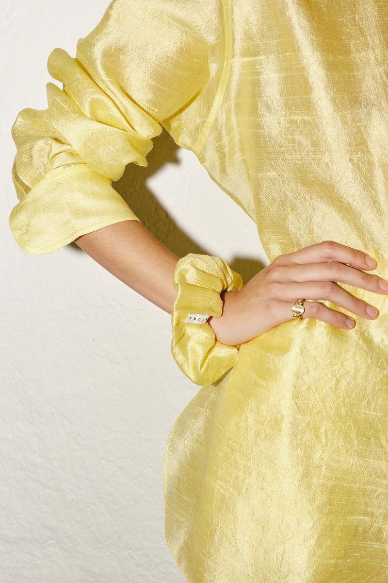 Datura Dupion Scrunchie - Lemon Butter