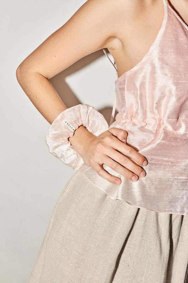 Datura Dupion Scrunchie - Rose Quartz