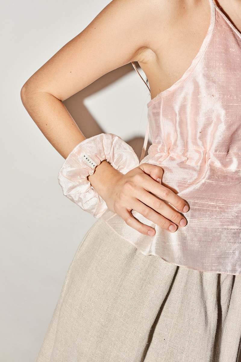 Datura Dupion Scrunchie - Rose Quartz Datura Dupion Scrunchie - Rose Quartz