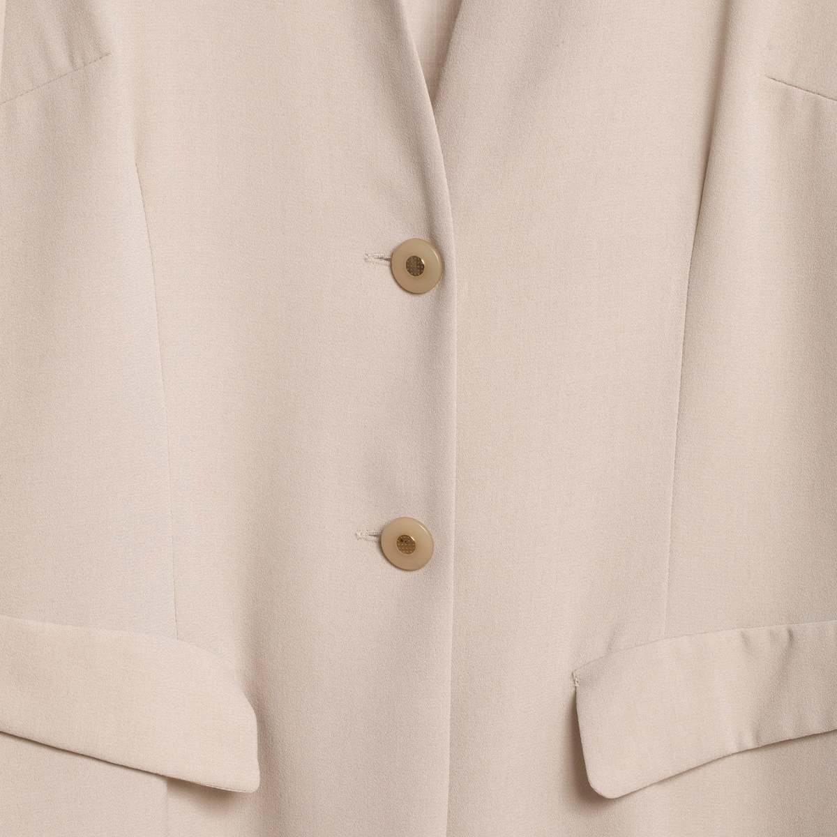 L-KOLTTU OY (Finland) Crêpe Weave Collarless Armseye Swagger Coat Sand : L - Image 2 of 10