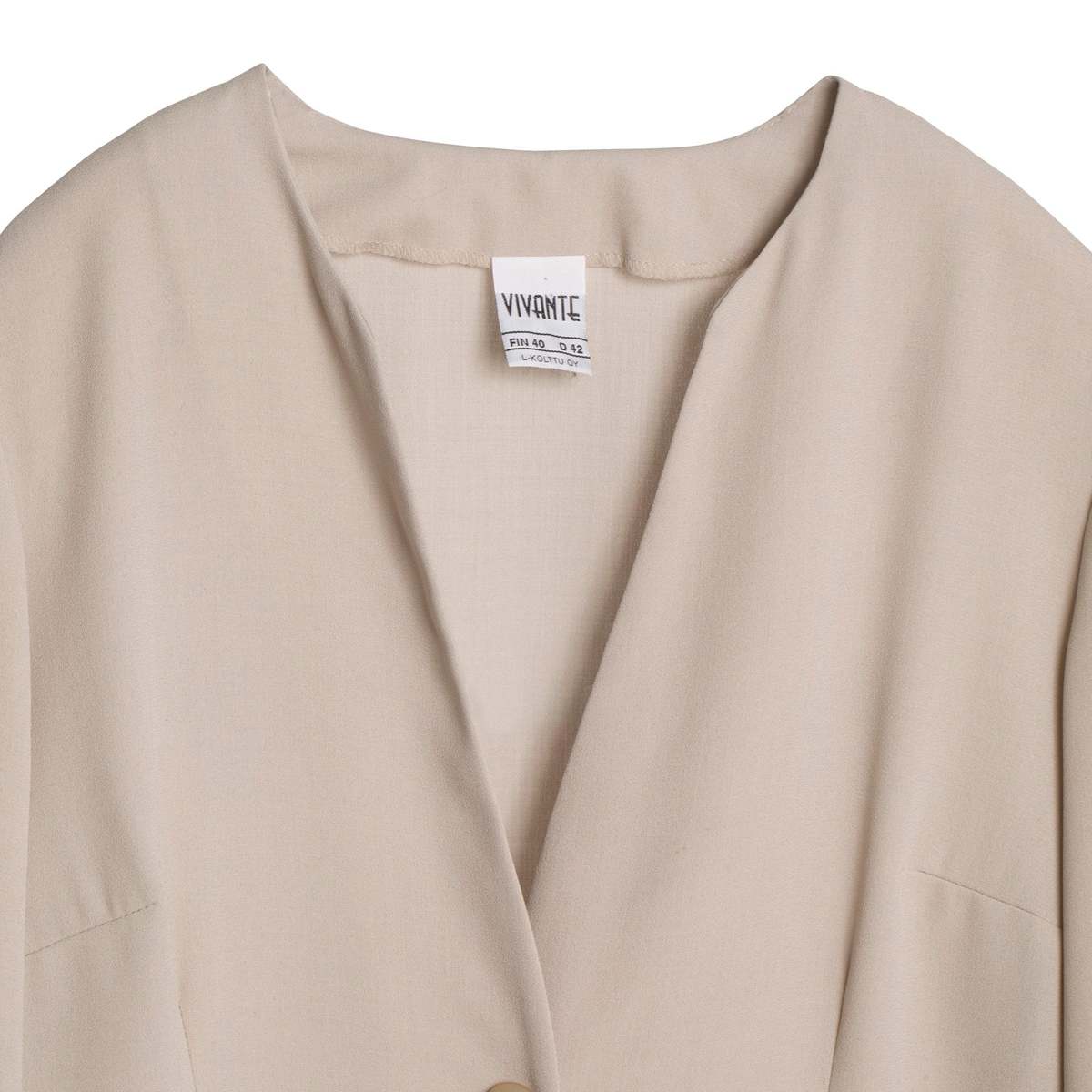 L-KOLTTU OY (Finland) Crêpe Weave Collarless Armseye Swagger Coat Sand : L - Image 4 of 10