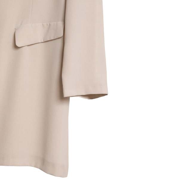 L-KOLTTU OY (Finland) Crpe Weave Collarless Armseye Swagger Coat Sand : L